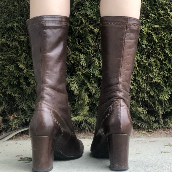 Victorian Style Alpine Dark Brown Leather Lace-Up Boots - Picture 2 of 13